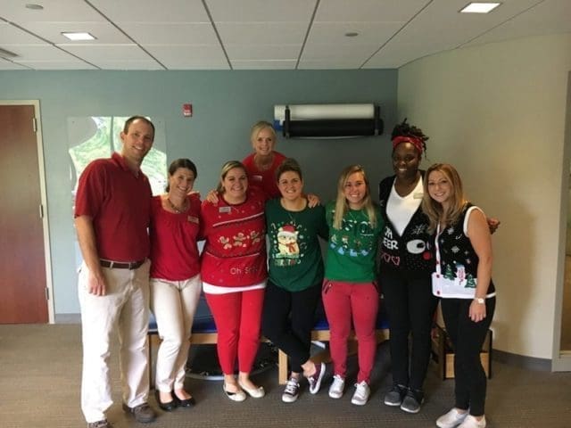 Excel Physical Therapy team dressed up for Christmas in July 2018