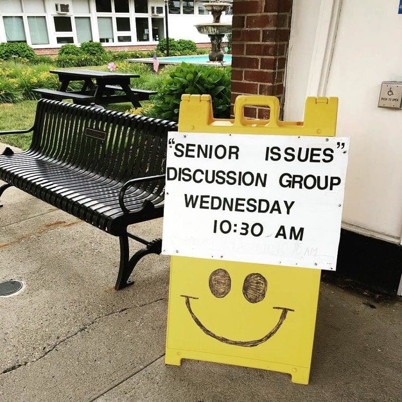 Sign for Senior Issues Discussion Group Wednesday 10:30am