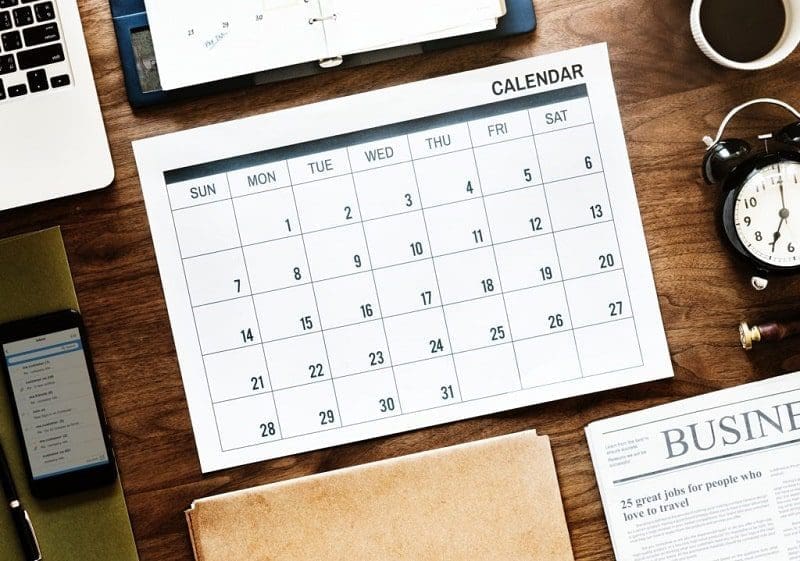 Calendar on desk
